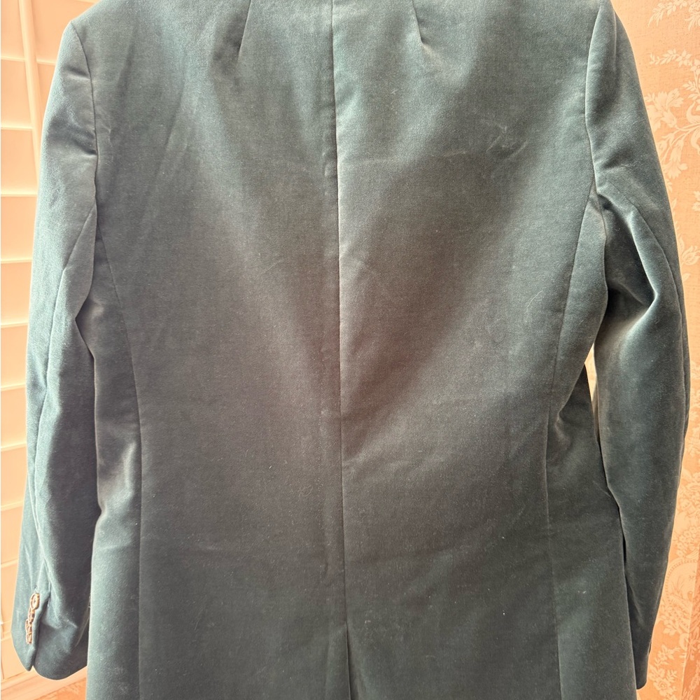 J. Crew Dark Green teal velvet Blazer - Picture 6 of 13